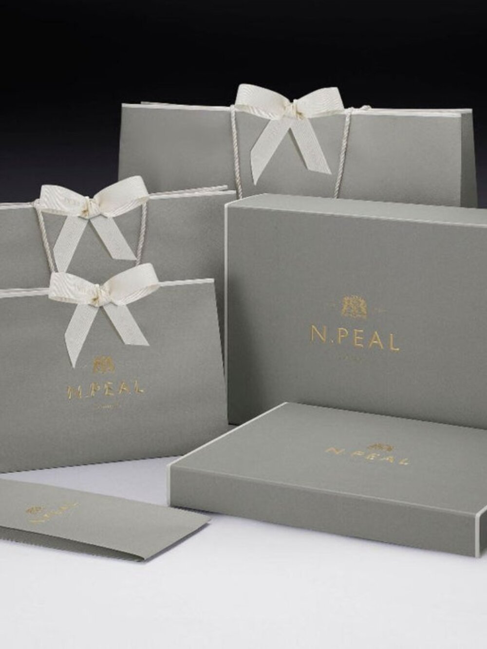 2 N.Peal London Luxury Shopping / Gift Bag with Ribbon Handles